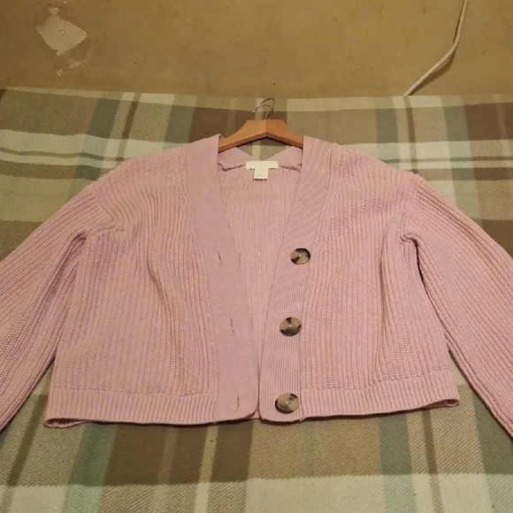H&M Sweaters Hm Pink Knit Cardigan Sweater Poshmark